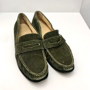 Cole Haan olive green velvet loafers